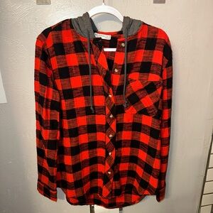 Arizona Jean Company Red and Black Flannel with Hood